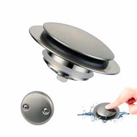 Brushed Bathtub Stopper Tub Drain,Welsan Universal Pop Up Tub Drain Stopper Replacement Tip Toe, Lift and Turn with 2-Hole Overflow Face Plate Cover and EZ Bath Tub Plug (Brushed Nickel)