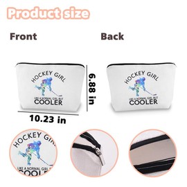 Pliwcas Hockey Girls Gift Makeup Bag for Women Girls Daughter Sister Sport Comestic Bag with Zipper for Sports Lovers Birthday Christmas Gifts for Teammates Hockey Lovers Gifts for Friends Besties