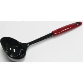 Rocky Mountain Goods Nylon Ladle – Heat Resistant to 450°F – Large Flat Bottom for Easy Serving – Ergonomic Cool-Touch Red Handle – Nonstick Safe – Dishwasher Safe