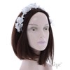 Elegant Wedding Bead and Crystal Chiffon Butterfly Headband-White