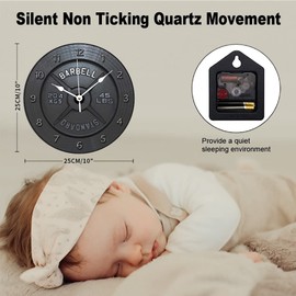 ArogGeld Barbell Wooden Wall Clock Rustic Style Battery Operated Silent Non Ticking Clocks Numerals Decorative for Kitchen Living Room Bedroom Office Farmhouse Gift 10 Inch, White, qq2zw693307k