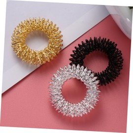OATIPHO 3pcs Acupressure Finger Massage Rings Gold Silver and Black Hand Therapy Tools for Muscle Relaxation and Improved Concentration