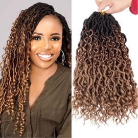 Mscat 8 Packs Bohemian Locs Crochet Hair 14 Inch River Locs 3Tone Faux Locs Crochet Braids Pre Looped Soft Locs with Curly Ends River Locs Hair Extensions 1B3027#
