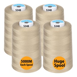 Simthread All Purpose Sewing Thread from 100% Spun Polyester for Serger, Overlock, Merrow, Quilting Sewing 4 Big Cones of 5000M (5500 Yards) Each - 40S/2 Beige