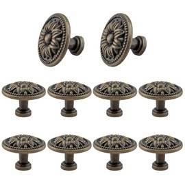 Jiozermi 12 Packs 1-1/4 Inch Vintage Dresser Knobs Bronze, Small Drawer Knobs, Antique Cabinet Knobs, Retro Cabinet pulls for Dresser Drawers