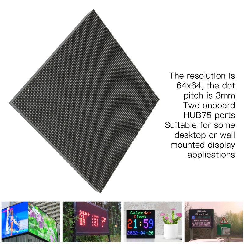 LED Matrix Panel 4096 RGB LEDs Full Color Adjustable Brightness