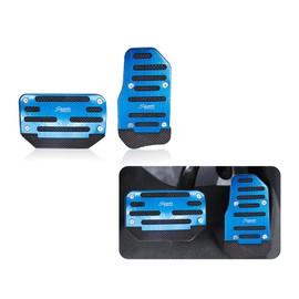 ijuicy 2 PCS Automatic Car Anti-Skid Pedal Cover Kits, Sports Style Alloy Gas Pedal Brake Pedal Cover Decor, Punch-Free Pedal Protection Repair Accessories, for Most Automatic Cars (Blue)