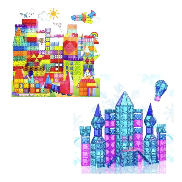 Paaxido Magnetic Tiles - 102PCS+130PCS Magnetic Blocks for Kids, Magnet