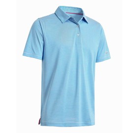 Boys Polo Shirts Short Sleeve Striped Performance Moisture Wicking Dry Fit Golf Shirts for Boys Youth Kids