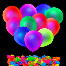 110 Pcs UV Neon Balloons, Neon Glow Party Balloons Glow in the Dark for Birthday Decorations Wedding Glow Party Supplies Blacklight Reactive Fluorescent Balloons