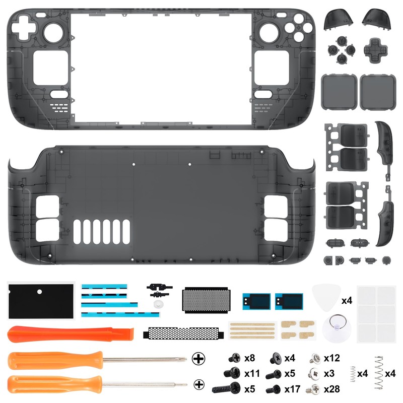 eXtremeRate Clear Slate Black Custom Faceplate Back Plate Shell for