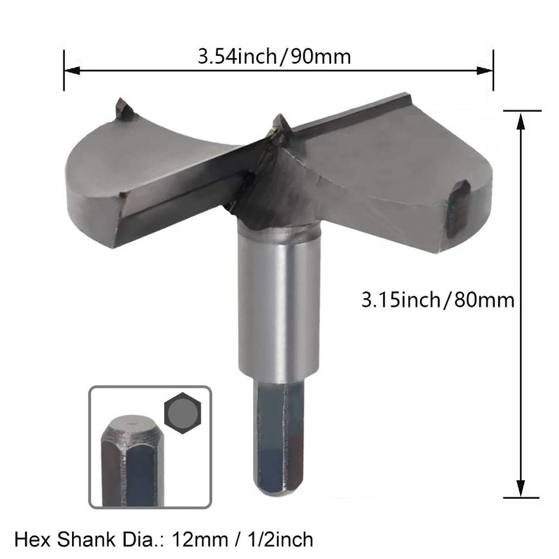 Hegebeck Forstner Drill Bits 3.5" Woodworking Hole Saw Boring Drill