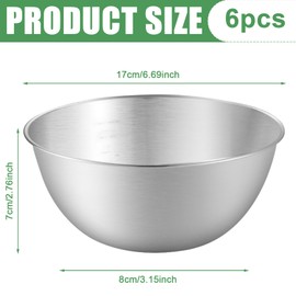 VEGOATY 6er Set Edelstahl Schüsseln, 700ml 17x8x7cm Metall Schüsselset Stapelbar Rührschüssel haben Skalierungslinien Salatschüssel für Küche Servierschüssel Snackschale Gourmet Schüssel