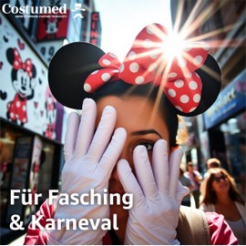 Costumed 2er Set Minnie Maus Ohren – Kostüm Set mit Handschuhen und Mausohren für Damen an Fasching & Karneval