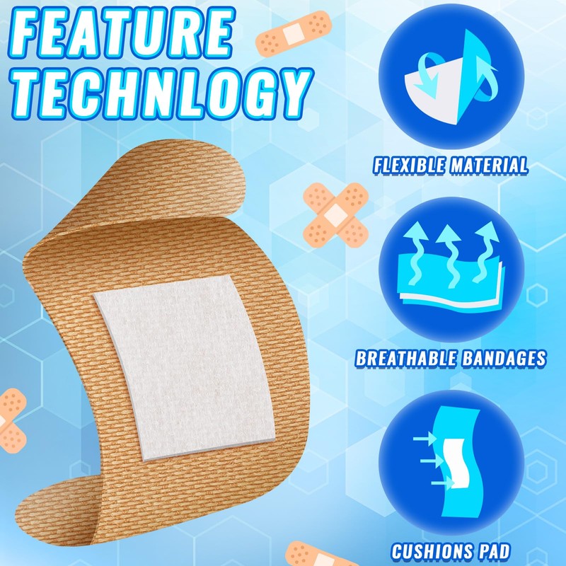 Marsui 200 Pcs Adhesive Spots Bandages Square Tan Adhesive Bandages