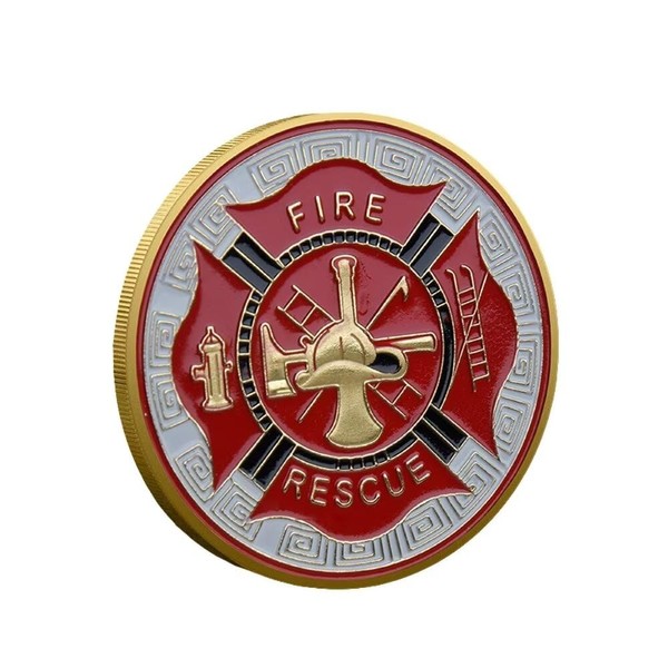 YIQILAFADA Fire and Rescue Coin, Firefighter Challenge Coin Thin Red