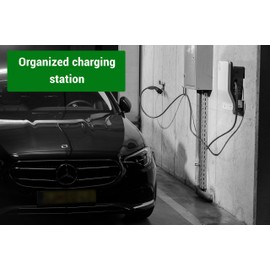 Kreainvent Wall Mount Kit for EV Charging Cable. The two brackets made of steel for a tidy wallbox and storage of the charging cable. EV charging cable holder