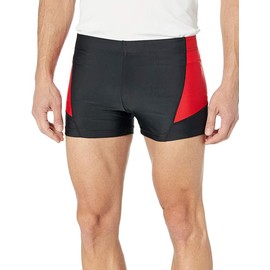 Muscle Alive Mens Bodybuilding Shorts Tights Spandex and Polyester Plain Black with Red Color Size M