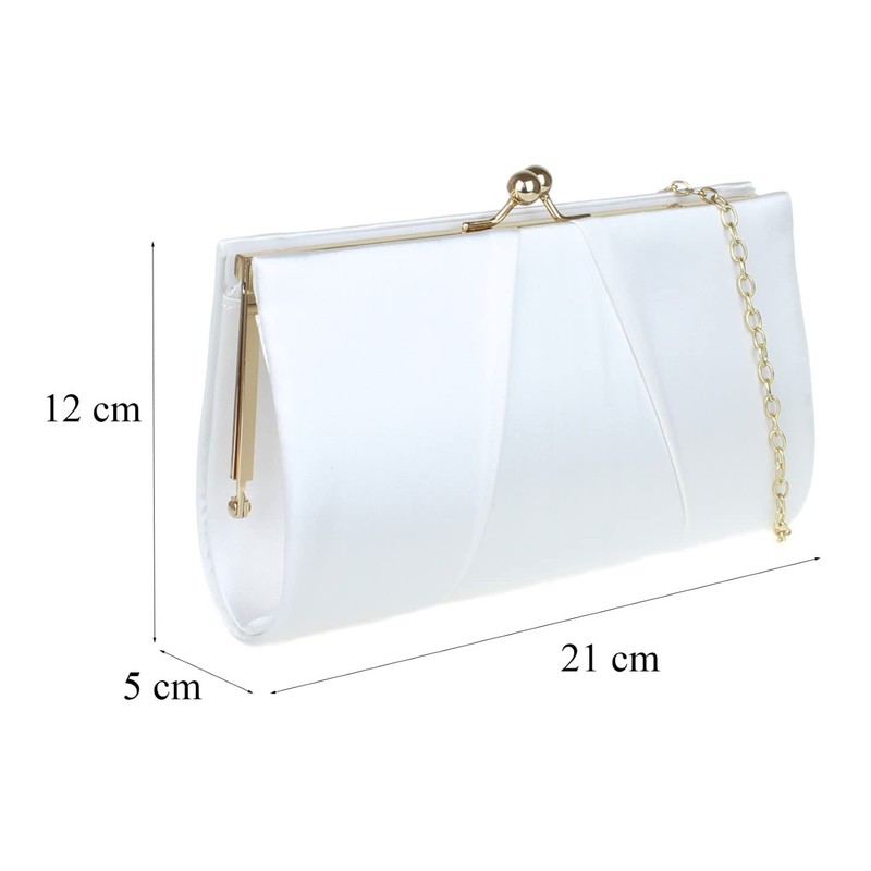 Girly Handbags Glitter plain clutch bag, White