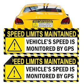 Yellow Vehicle Speed Monitored by GPS Vinyl Magnet Label 10"x3.5" Highly Reflective Speed Limits are maintained Sticker 2 Pack Car Safety Caution Sign