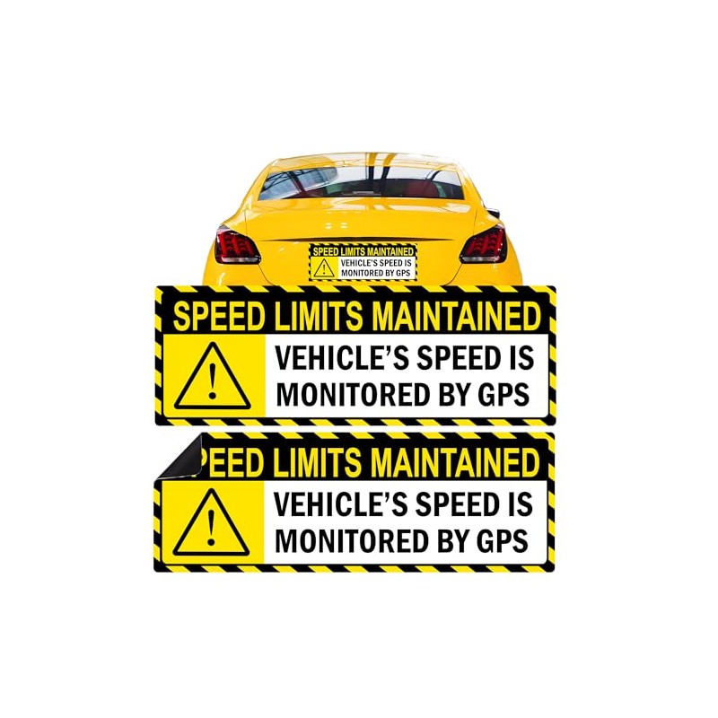 Yellow Vehicle Speed Monitored by GPS Vinyl Magnet Label 10"x3.5"