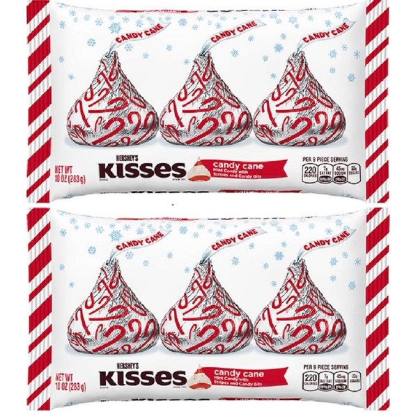 Hershey's Kisses with Candy Cane Flavored White Chocolate Candy, 10-Ounce Bag (Pack of 2)
