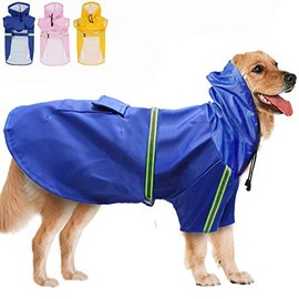 FEimaX Dog Raincoats Rain Poncho Coat Waterproof Rain Jacket with Hood for Medium and Large Dogs, Lightweight Hoodies Pet Windproof for Outdoor Walking (S (Chest: 13.3'', Body 9.8''), Blue)