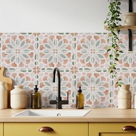 30 Pack, 4x4 Inch Pastel Boho Tile Stickers, Watercolor Peel and Stick Vinyl for Backsplash, Stairs & Furniture