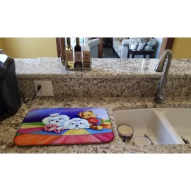 Caroline's Treasures 7515DDM Maltese Dish Drying Mat Absorbent Dish Drying Mat Pad for Kitchen Counter Dish Drainer Mat for Countertop, 14 x 21", Multicolor