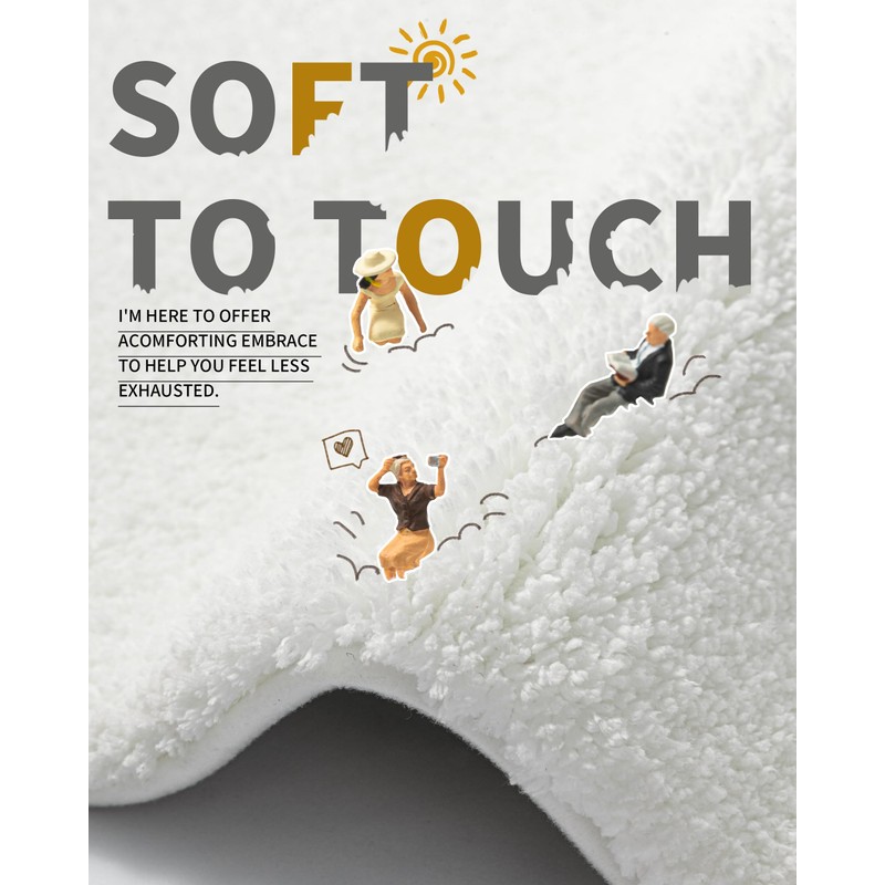 Disolla Toilet Rug U Shaped White 23x24 Machine Washable Non