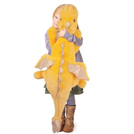 ARELUX Large 37in Cute Dragon Stuffed Animals Plush Toy Soft Yellow Pterosaur Plushie Giant Fuzzy Dinosaur Pillow Plushies with Wings Cuddly for Friends Family Member