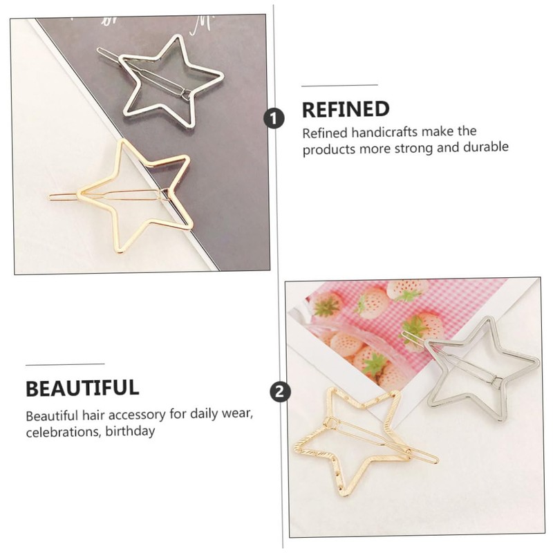 Healvian 8pcs Sparkly Star-shaped Hair Clips Fashion Hair Barrettes for