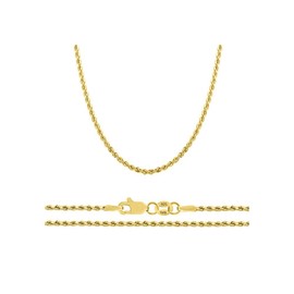 Verona Jewelers 925 Sterling Silver Diamond-Cut Rope Chain Necklace 2MM, 3MM, 4MM - 925 Braided Twist Italian Necklace, 925 Rope Chain, 14K Gold Over Silver Rope Chain Necklace (22, 2MMGOLD)