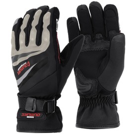 Oumurs Winter Motorcycle Gloves, Rainproof Waterproof Riding Gloves with Touchscreen, Motorcycle Winter Gloves for Men, Motorcycle Gloves for Riding, ATV, UTV, Snowmobile - Gray, L