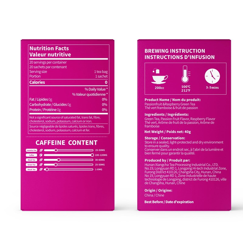 LOOMICA Passionfruit Raspberry Green Tea, Tropical Fruity Blend of Passion