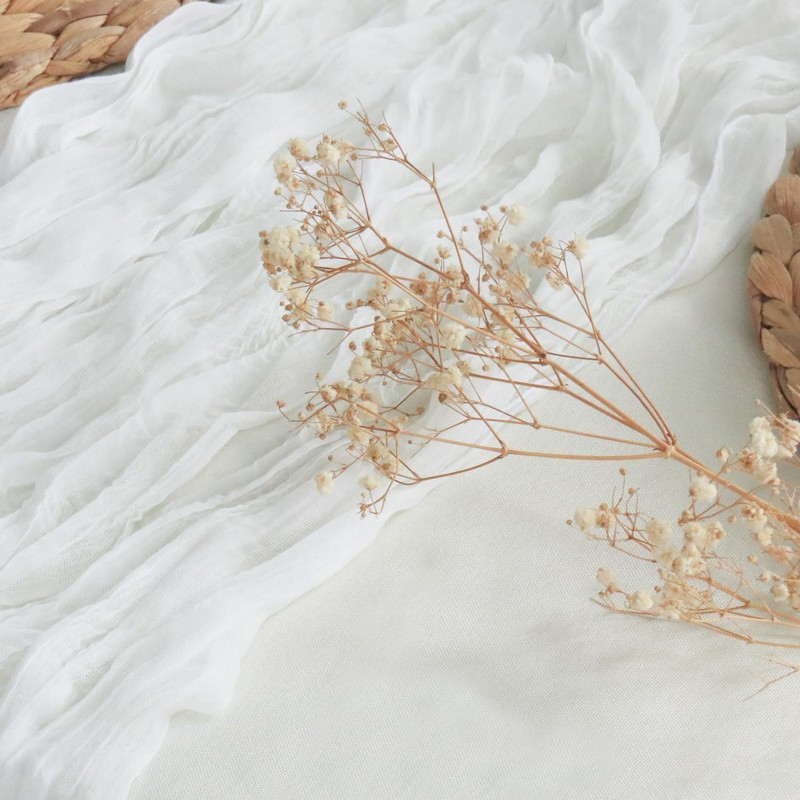 Sevenpers Cheesecloth Table Runner, 35"x120" Rustic Boho Gauze White Table