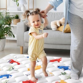 Premium Foam Baby Play Mat 50" X 50", Thick One-Piece Crawling Mat, Odorless Baby Mat Floor Mat, Non-Slip Cushioned Baby Playmat for Infants,Babies,Toddlers. Machine Washable for Easy Care.