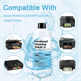 Printhead Cleaning Kit Inkjet Printer 250mL, Printer Cleaning Kit for Epson Ecotank Printer, Printer Cleaner Kit for HP Printhead, Print Head Cleaning Kit for Brother, Printer Head Cleaning Kit 250mL