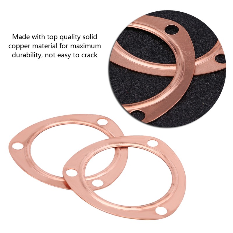 2pcs 3inch Copper Header Exhaust Collector Gaskets Reusable for SBC
