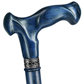 Asterom Walking Cane - Handmade, Ergonomic, Fancy Canes for Men & Women, Cool Wood Walking Stick for Seniors (Indigo, 36 Inches)