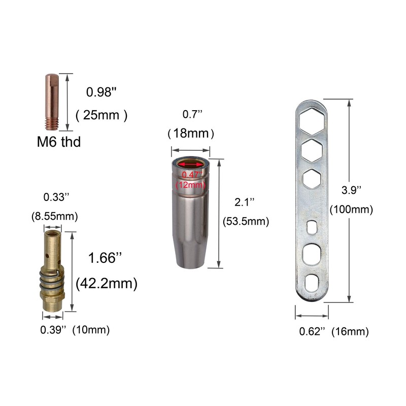 MB15 15AK Contact Tip .03'' & 0.8mm M6 & Tips