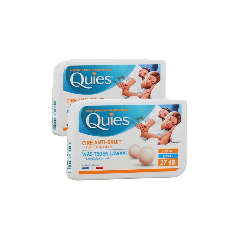 Quies Boules Natural Wax Earplugs Pack of 2 x 12