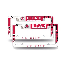 Rico Utah Utes (Set of 2) Chrome Metal License Plate Frames with Bold Full Frame Design
