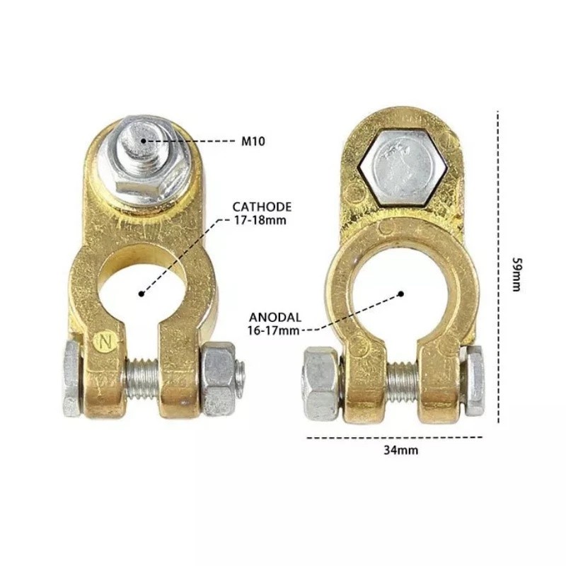 Unbranded 2PCS Brass Car Battery Terminal Connectors Top Post Battery