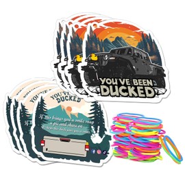 Duck Duck Tags, You 've Been Ducked Card, Duck Duck Ducking Game Card, Car Duck Tags for Rubber Ducks Design with Round Hole and Rubber Bands 35Pack Set (Black-7FD234)