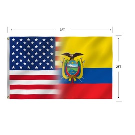 USA Ecuador Flag 2X3FT, Ecuadorian American Friendship Flags,Both Sides Printed,Men Women Banner,Vibrant Colors, Double Stitched with 2 Brass Grommets, Bar Garden Street Decoration, GYM, Office Decor,Indoor Outdoor Use,Gifts. (US-Ecuador-Z, 2x3ft)