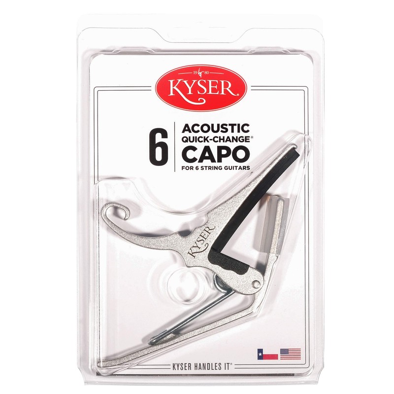 Kyser Quick-Change Capo for 6-string acoustic guitars, Silver, KG6S