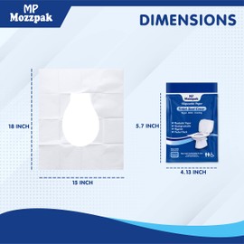 MP MOZZPAK Toilet Seat Covers Disposable (100 Pcs) - XL Flushable Disposable Toilet Seat Cover for Kids Potty Training, Adults - 100% Biodegradable - Travel Essential Accessories for Airplane, Camping