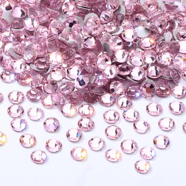 Meibite Pink Flatback Rhinestones, Glass Rhinestones for Nail Art and Craft, Glue Fix, Loose Crystal Gemstones(Pink, SS8, 2880pcs, 2.3-2.5mm)