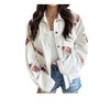 SeekMe Women's Cropped Corduroy Jacket Football Sequin Patched Short Button